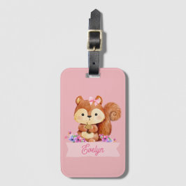 Etiqueta De Bagagem Esquilo Rosa Personalizado