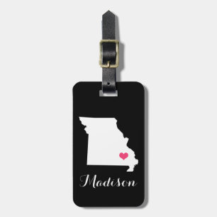 Etiqueta De Bagagem Estado preto e cor-de-rosa personalizado de