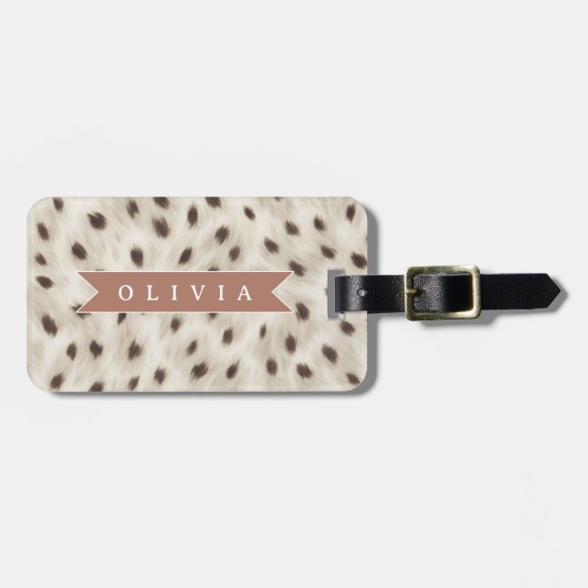 Etiqueta De Bagagem Estampa Animal Leopardo Neutra Chic Personalizada (Frente Horizontal)