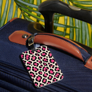 Etiqueta de Bagagem Estampa Leopardo Rosa