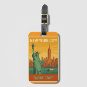 Etiqueta De Bagagem Estátua da Liberdade e Empire State Retro de NYC