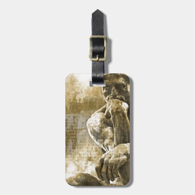 Etiqueta De Bagagem Estátua de bronze afligida Auguste Rodin o (Frente Vertical)