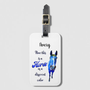 Etiqueta De Bagagem Este É Um Cavalo De Cor Diferente Em Azul