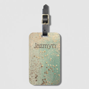 Etiqueta De Bagagem Esteira da Glittery em Mar Verde Personalizada