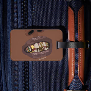 Etiqueta De Bagagem Estética de Grillz, Grillz de Ouro (Grillz) arte n