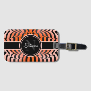 Etiqueta De Bagagem Estética Elegante Estampa de Tigre Laranja e Preto