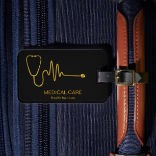 Etiqueta De Bagagem Estetoscópio Médico de Luxo ECG Onda EKG Linha Dou