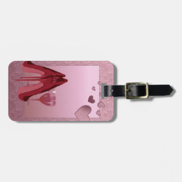 Etiqueta De Bagagem Estilete vermelho e corações cor-de-rosa