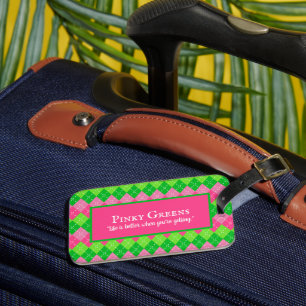 Etiqueta De Bagagem Estilo branco rosa e verde Molho branco molhando g