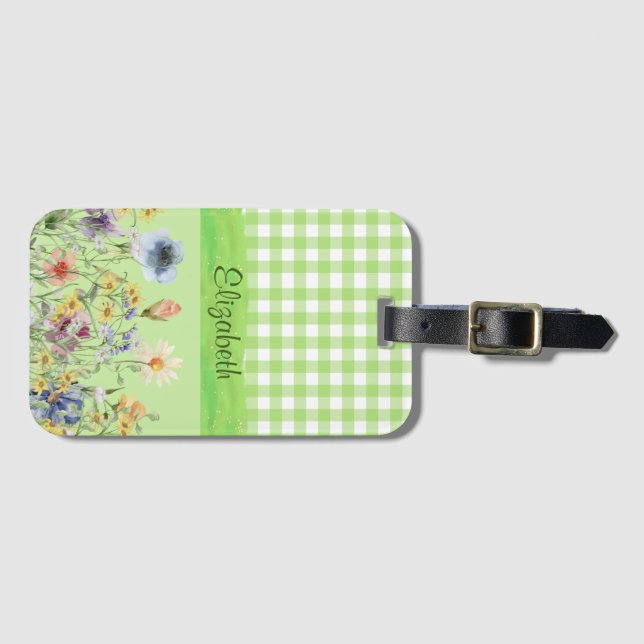 Etiqueta De Bagagem Estilo de Algodão Flores Selvagens (Frente Horizontal)