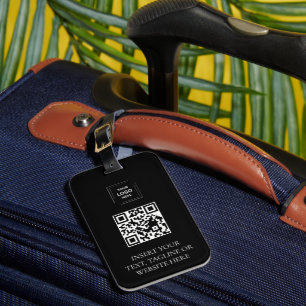Etiqueta De Bagagem Estilo de Marca Profissional QR Preto