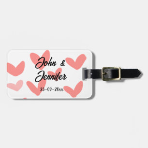 Etiqueta De Bagagem estilo de texto minimalista simples branco casamen