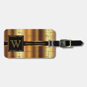 Etiqueta De Bagagem Estilo Executivo do Monograma Masculino - Metal Do