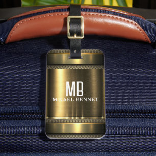 Etiqueta De Bagagem Estilo Executivo do Monograma Masculino - Silver M