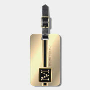 Etiqueta De Bagagem Estilo executivo elegante - Nome do monograma metá
