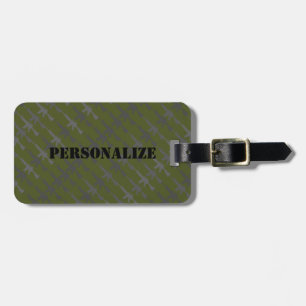 Etiqueta De Bagagem Estilo Militar Gun Camouflage Rifle Exército Verde