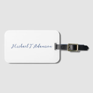 Etiqueta De Bagagem Estilo Retro Elegante Nome Simples Branco Caligraf