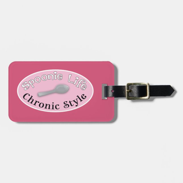 Etiqueta De Bagagem Estilo Spoonie - Rosa (Frente Horizontal)