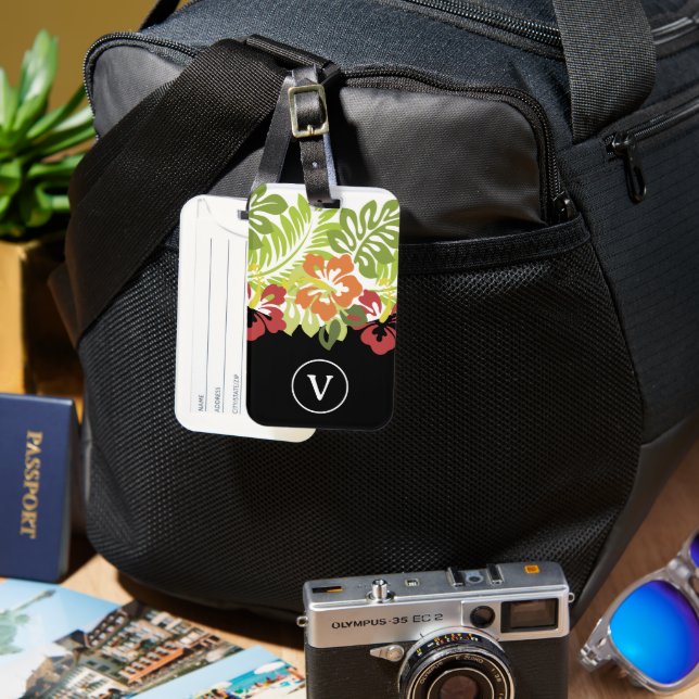 Etiqueta De Bagagem Estilo tropical divertido (Frente e Verso)