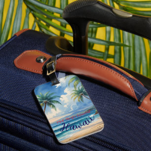 Etiqueta De Bagagem Estilo Vintage Havaiano Viagem Honolulu Mar Azul