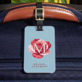 Etiqueta De Bagagem Estojo de iPhone Rosa Inicial Personalizado | Flor