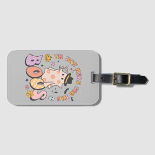 Etiqueta De Bagagem Estou aqui para os Boos, Retro Groovy Halloween