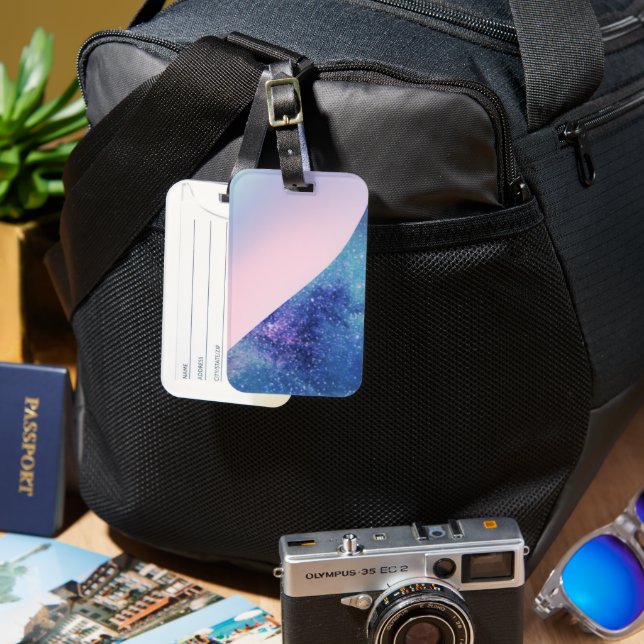 Etiqueta De Bagagem Estrela brilhante de galáxia moderna gradiente ros (Frente e Verso)