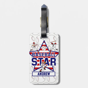 Etiqueta De Bagagem Estrela e listras de basebol personalizadas
