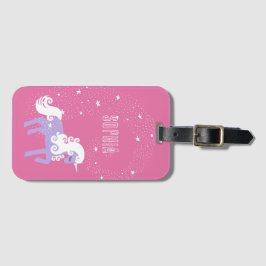 Etiqueta De Bagagem Estrelas de Unicórnio Púrpura Rosa