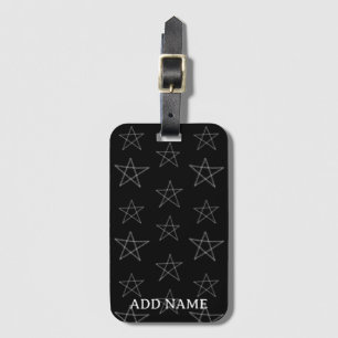 Etiqueta De Bagagem Estrelas Desenhadas à Mão Nome Personalizado Preto