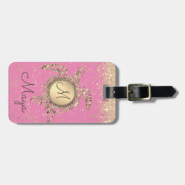 Etiqueta De Bagagem Estrelas do Monograma da Tartaruga na Etiqueta de