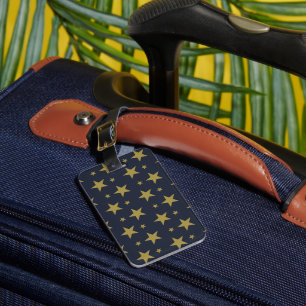 Etiqueta De Bagagem Estrelas do ouro em azul Marinho - Elegante e Eter