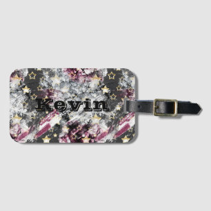 Etiqueta De Bagagem estrelas Douradas grunge abstrato na moda moderno