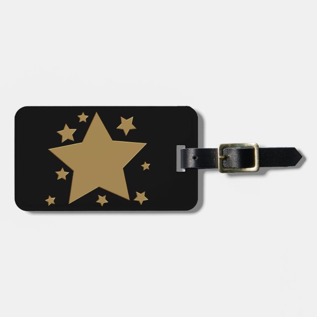 Etiqueta De Bagagem Estrelas Dourados (Frente Horizontal)