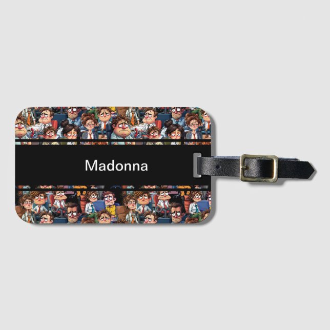 Etiqueta De Bagagem Estresse de trabalho preto (Frente Horizontal)