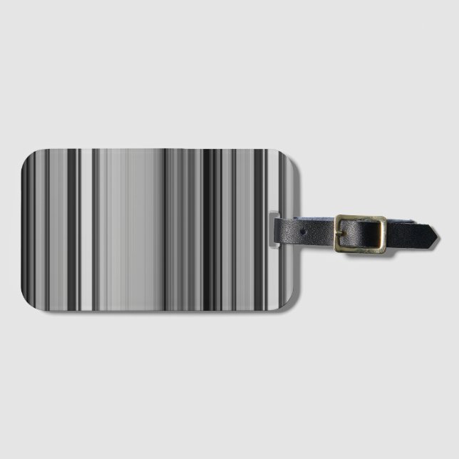 Etiqueta De Bagagem Estrias de cinzas negras brancas (Frente Horizontal)