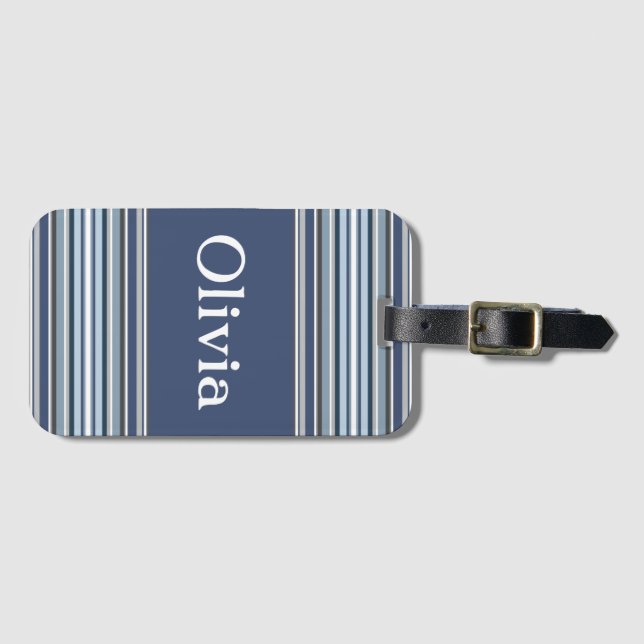 Etiqueta De Bagagem Estrias de púrpura e cinza (Frente Horizontal)