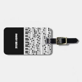 Etiqueta De Bagagem Etiqueta de Bagagens de Notas Musicais Pretas e Br