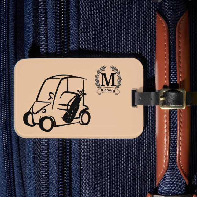 Etiqueta De Bagagem Etiqueta de Golfe Monograma Personalizado, Present (Frente Insitu 4)