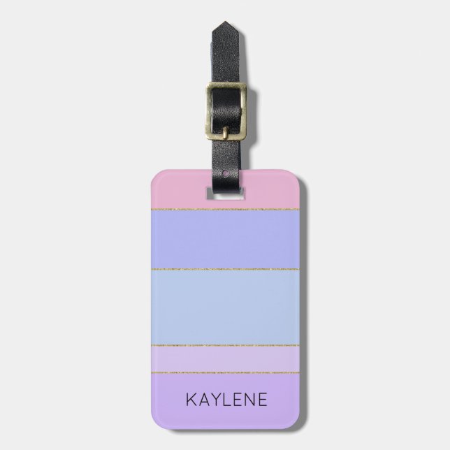 Etiqueta De Bagagem Etiqueta de Trim Dourado Personalizado com faixas  (Frente Vertical)