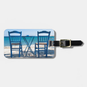 Etiqueta De Bagagem Eu adoro a Grécia Taverna foto azul