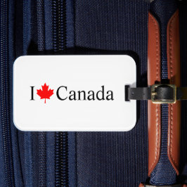 Etiqueta De Bagagem Eu adoro a tipografia canadiana com folha vermelha