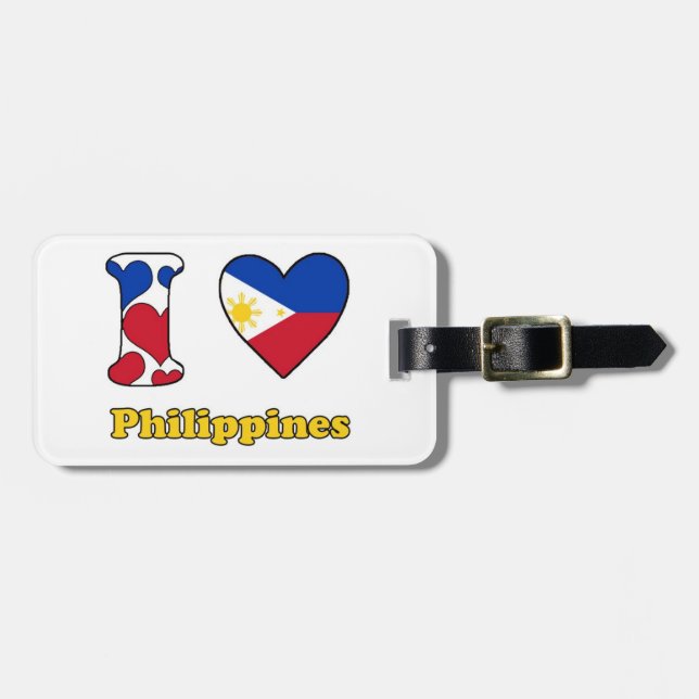 Etiqueta De Bagagem Eu amo Filipinas (Frente Horizontal)