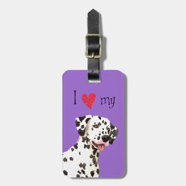 Etiqueta De Bagagem Eu amo meu Dalmatian (Frente Vertical)
