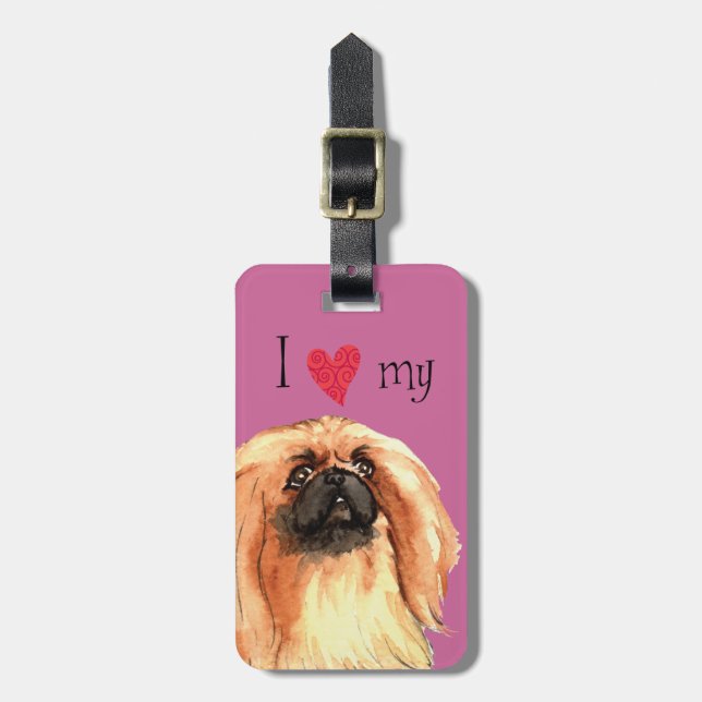 Etiqueta De Bagagem Eu amo meu Pekingese (Frente Vertical)