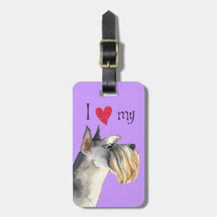 Etiqueta De Bagagem Eu amo meu Schnauzer diminuto