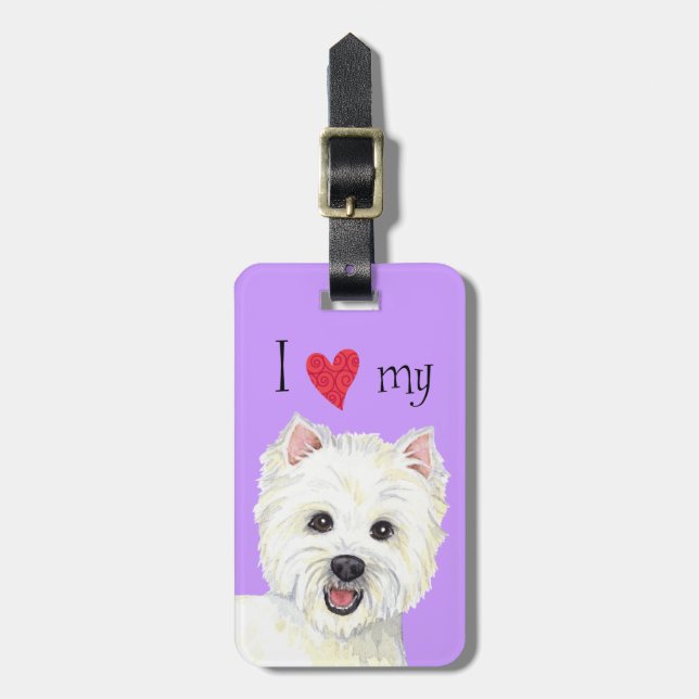 Etiqueta De Bagagem Eu amo meu Westie (Frente Vertical)