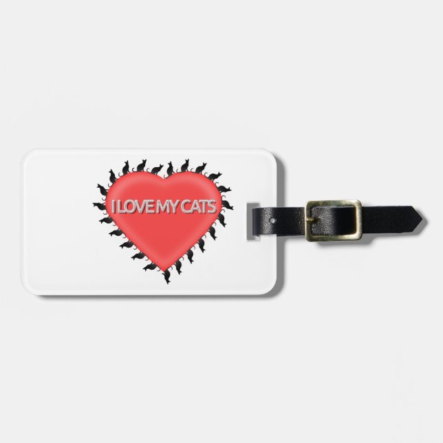 Etiqueta De Bagagem Eu Amo Meus Gatos (Frente Horizontal)