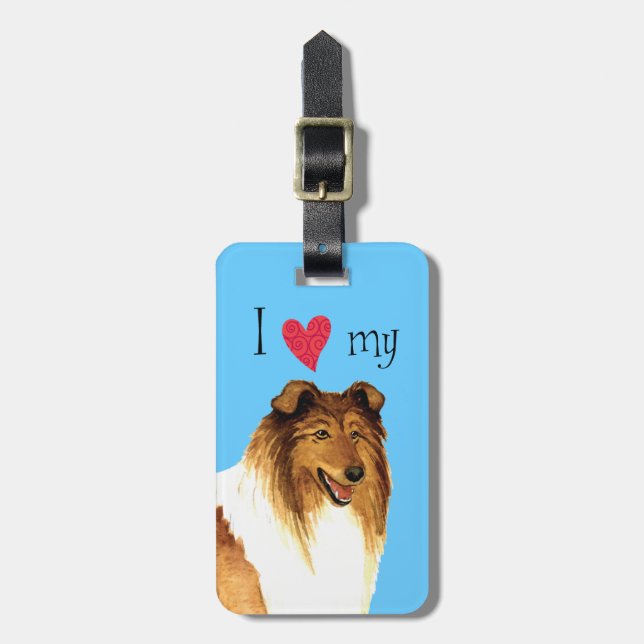Etiqueta De Bagagem Eu amo minha Collie (Frente Vertical)