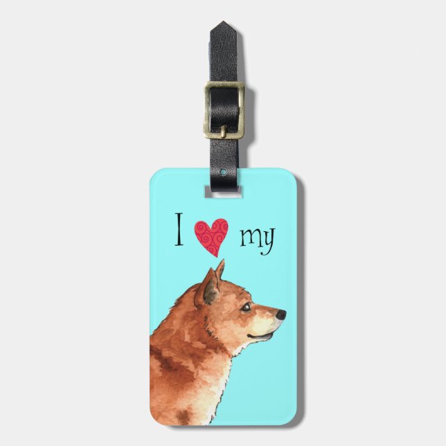 Etiqueta De Bagagem Eu amo minha Shiba Inu (Frente Vertical)